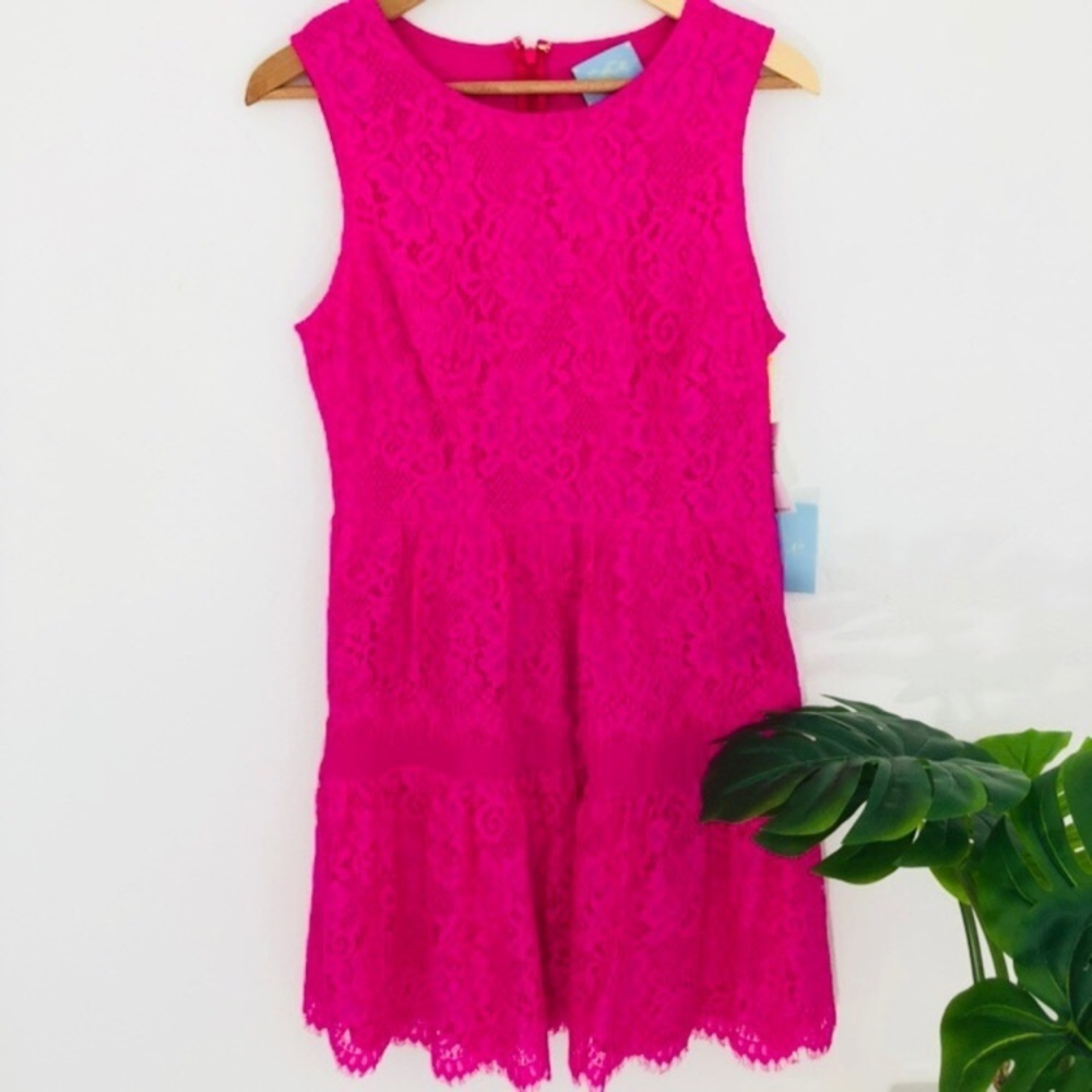 NWT⛱️CeCe by Cynthia Steffe - Fuchsia November Lace Dress - 10P